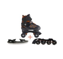 Patins à roulettes transformables en patins à roues alignées et patins à glace 3 en 1 FLEXWHEEL orange taille M (du 34 au 37) NEXTREME